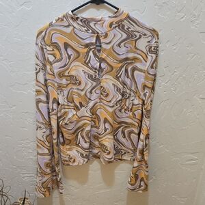 Almost Famous Marble Print Long Sleeve Top